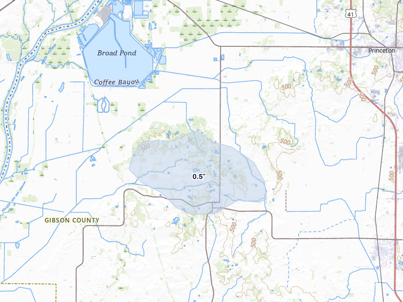 NEXRAD radar-signature map of the hail storm over Owensville, IN on Jun 27, 2026