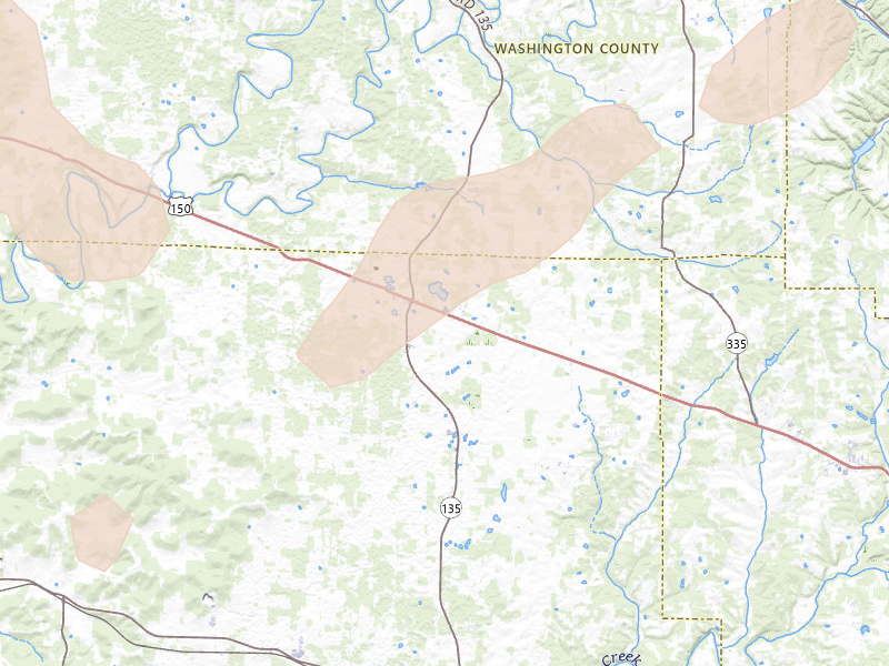 Radar-estimated hail-size map of the storm over Palmyra, IN on Apr 27, 2026