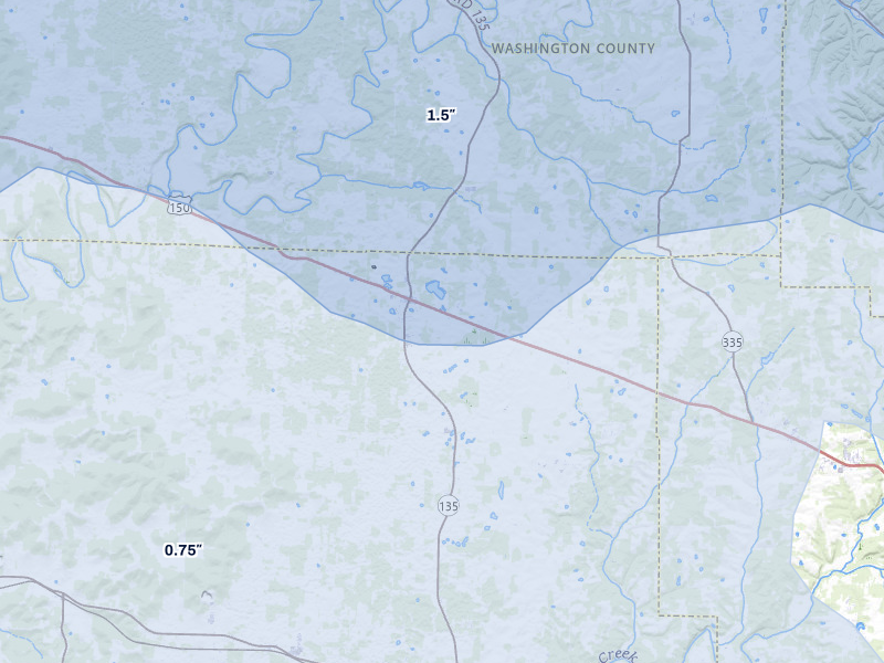 NEXRAD radar-signature map of the hail storm over Palmyra, IN on Apr 27, 2026