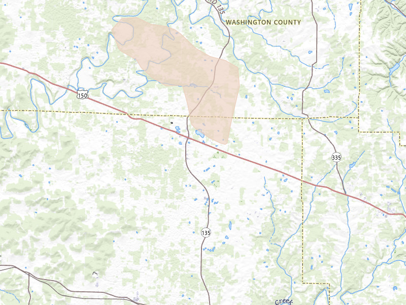 Radar-estimated hail-size map of the storm over Palmyra, IN on Aug 11, 2026