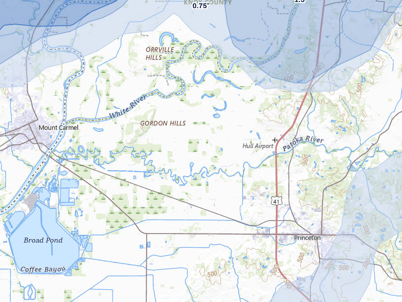 NEXRAD radar-signature map of the hail storm over Patoka, IN on Apr 27, 2026