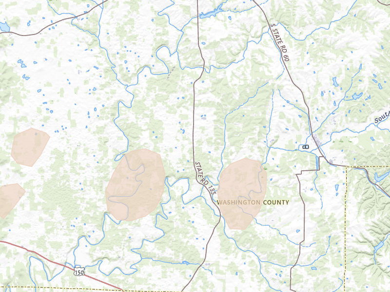 Radar-estimated hail-size map of the storm over Pekin, IN on Mar 22, 2026