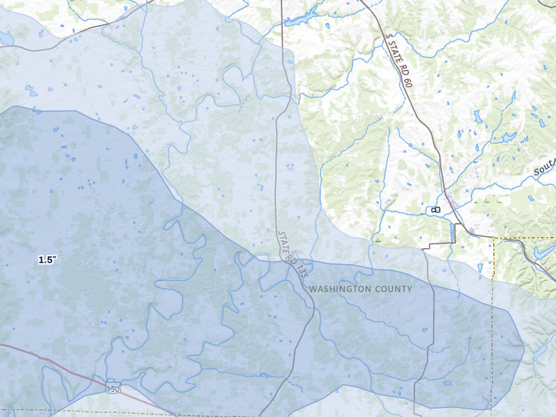 NEXRAD radar-signature map of the hail storm over Pekin, IN on Mar 22, 2026