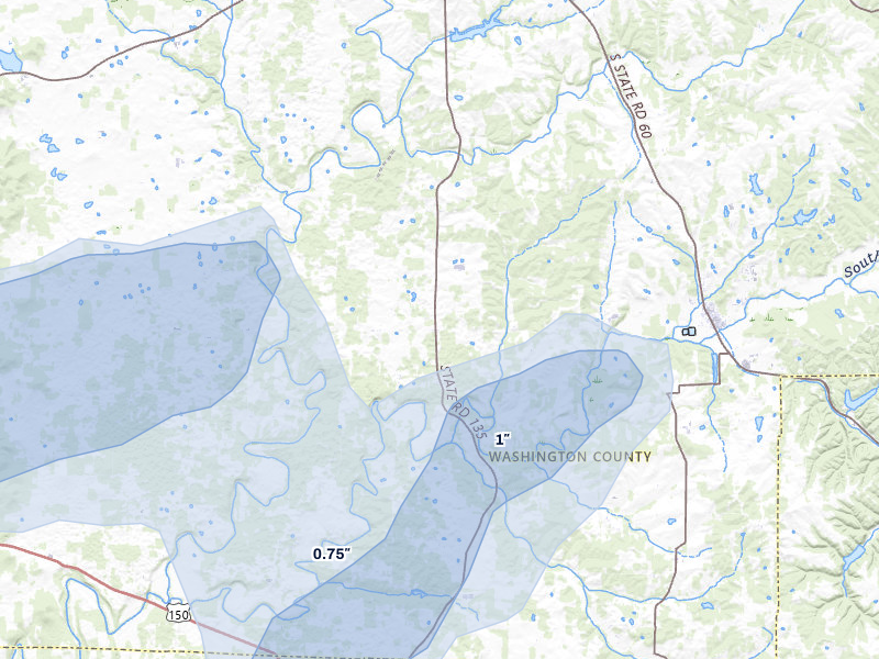 NEXRAD radar-signature map of the hail storm over Pekin, IN on May 16, 2026