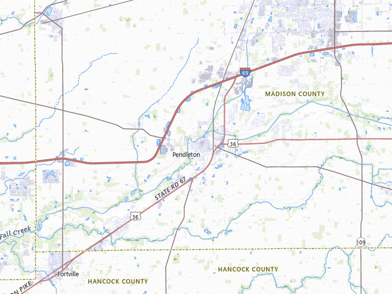 NEXRAD radar-signature map of the hail storm over Pendleton, IN on Jul 4, 2026
