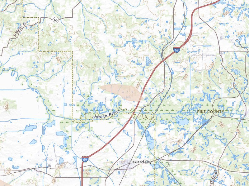 Radar-estimated hail-size map of the storm over Petersburg, IN
