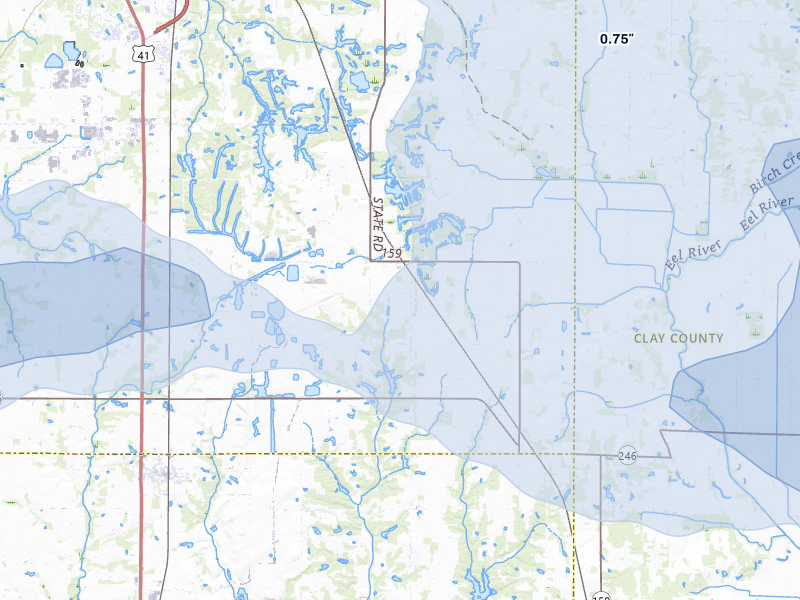 NEXRAD radar-signature map of the hail storm over Pimento, IN on Mar 22, 2026