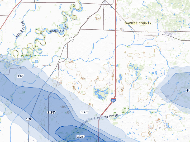 NEXRAD radar-signature map of the hail storm over Plainville, IN on Mar 22, 2026