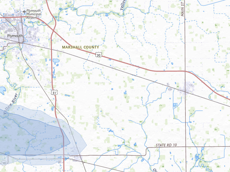 NEXRAD radar-signature map of the hail storm over Plymouth, IN on Jul 9, 2026