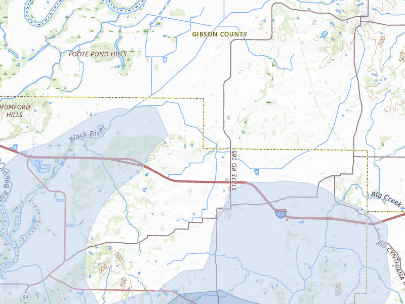 NEXRAD radar-signature map of the hail over Poseyville, IN