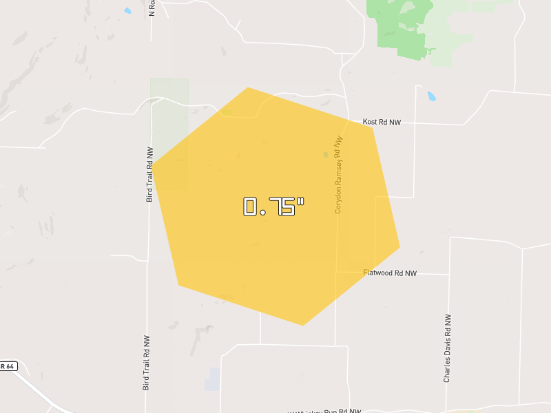 Hail map of Ramsey, IN on Jul 21, 2026, hail up to 0.75"