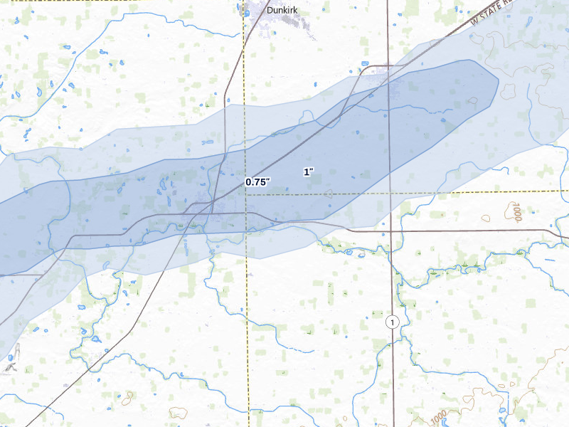 NEXRAD radar-signature map of the hail storm over Redkey, IN on Jul 3, 2026