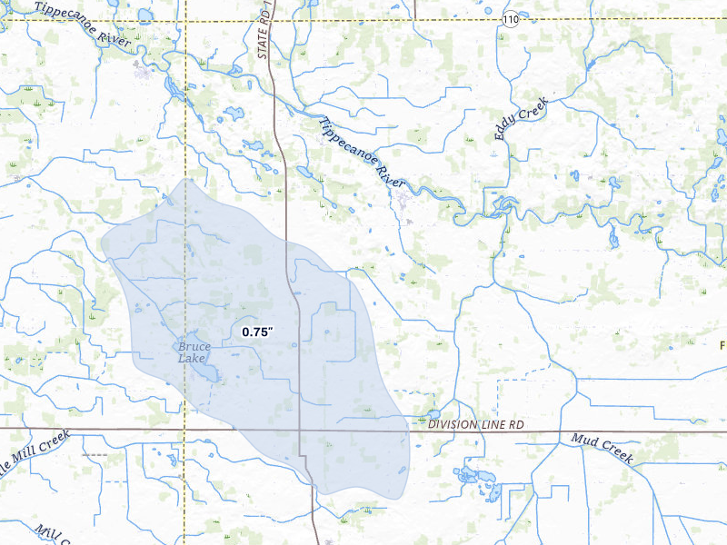 NEXRAD radar-signature map of the hail storm over Rochester, IN on Jun 6, 2026