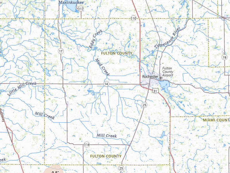 Radar-estimated hail-size map of the storm over Rochester, IN on Jul 20, 2026