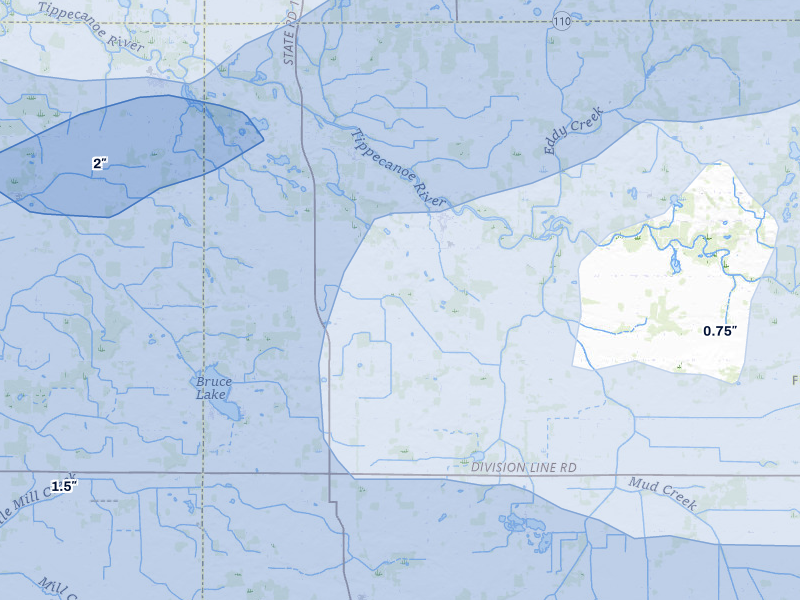 NEXRAD radar-signature map of the hail storm over Rochester, IN on Aug 10, 2026