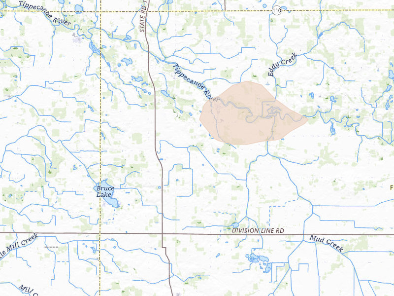 Radar-estimated hail-size map of the storm over Rochester, IN on Aug 26, 2026