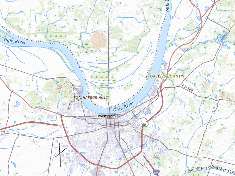Radar-estimated hail-size map of the storm over Rockport, IN on Jul 18, 2026