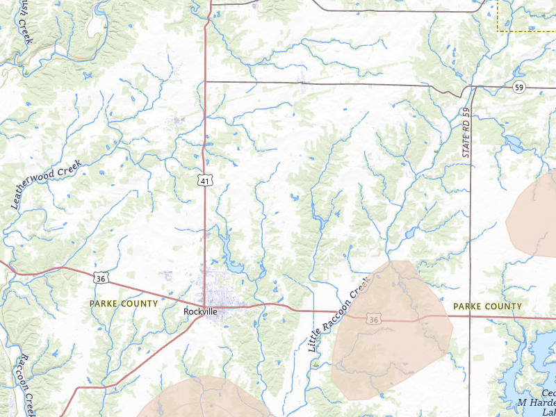 Radar-estimated hail-size map of the storm over Rockville, IN on Apr 27, 2026