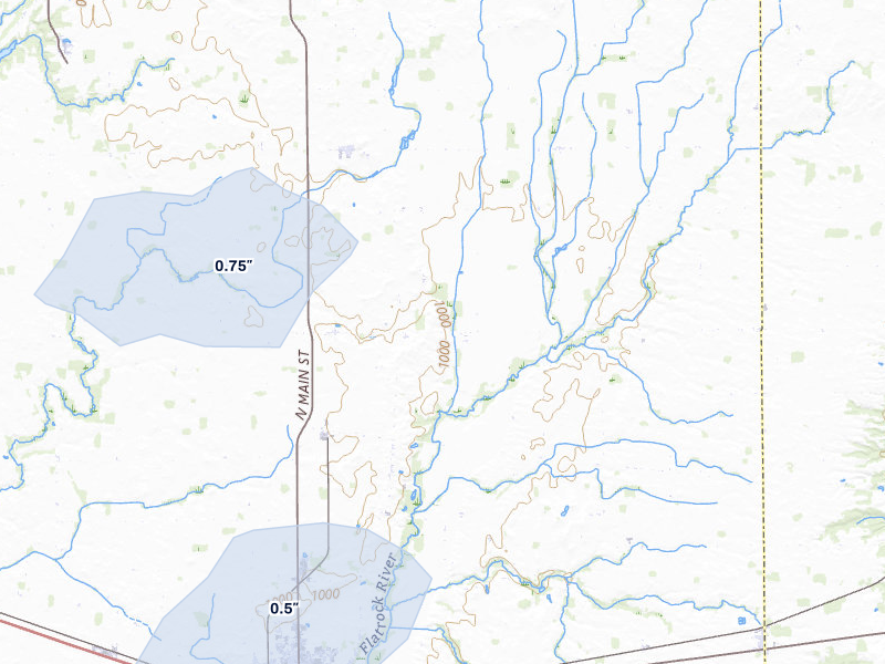 NEXRAD radar-signature map of the hail storm over Rushville, IN on Aug 7, 2026