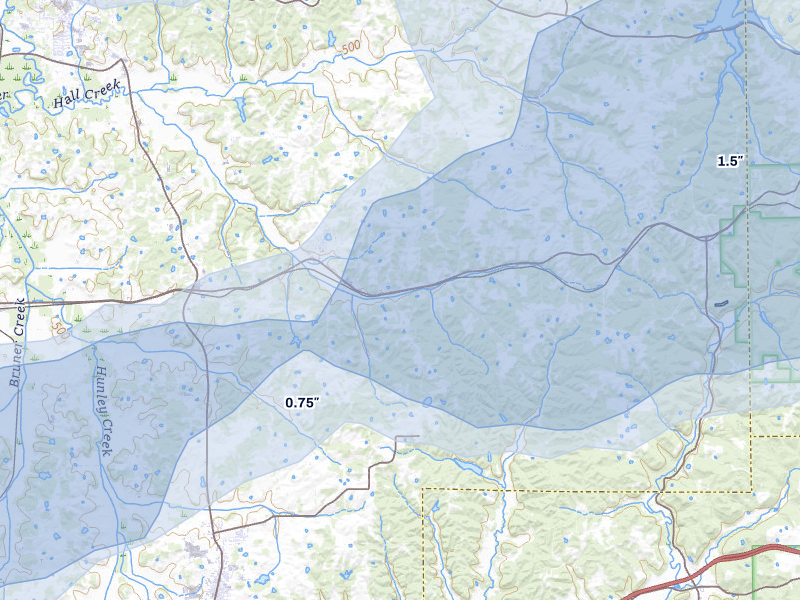 NEXRAD radar-signature map of the hail over Saint Anthony, IN