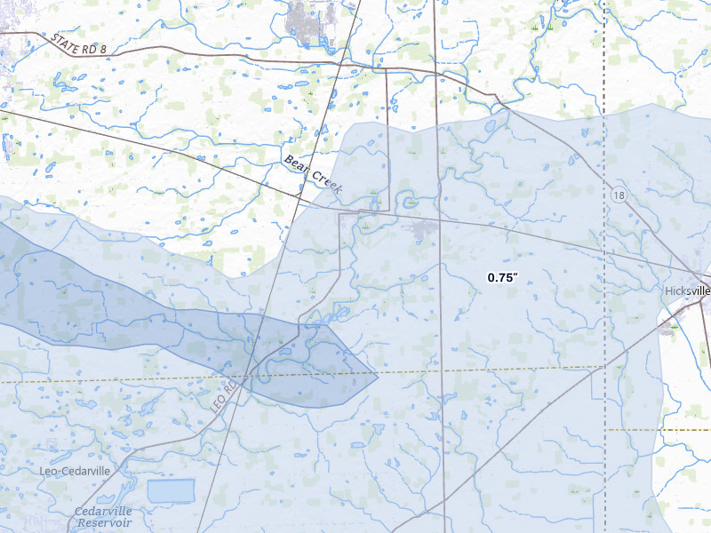 NEXRAD radar-signature map of the hail over Saint Joe, IN