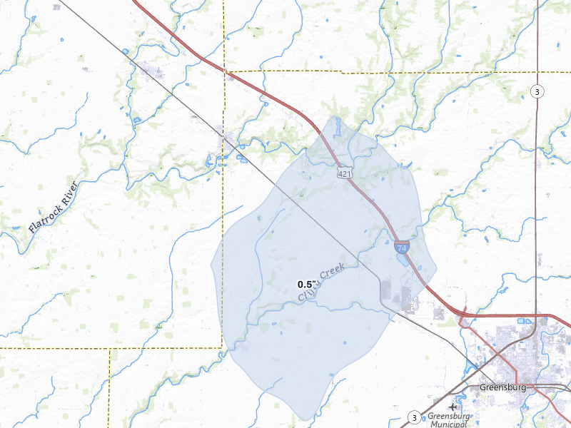 NEXRAD radar-signature map of the hail storm over Saint Paul, IN on Mar 22, 2026