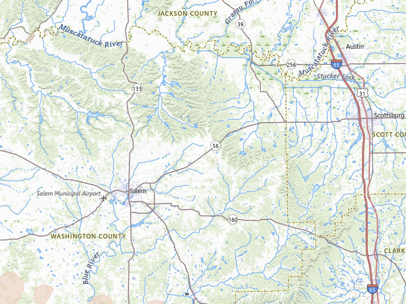 Radar-estimated hail-size map of the storm over Salem, IN on Mar 22, 2026