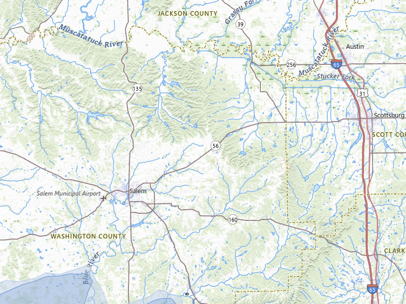 NEXRAD radar-signature map of the hail storm over Salem, IN on May 16, 2026