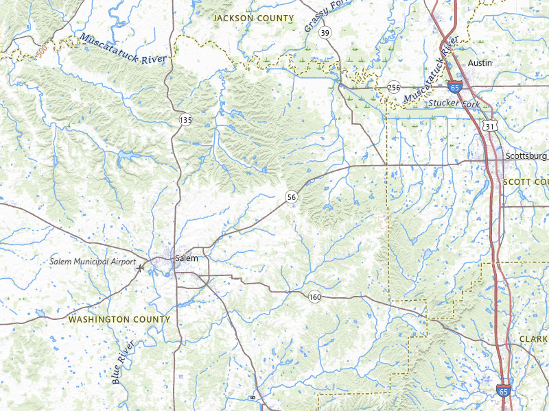NEXRAD radar-signature map of the hail storm over Salem, IN on May 18, 2026