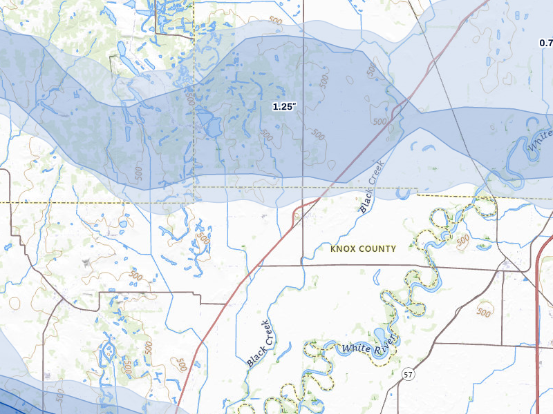 NEXRAD radar-signature map of the hail storm over Sandborn, IN on Mar 22, 2026