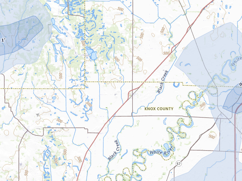 NEXRAD radar-signature map of the hail storm over Sandborn, IN on Apr 27, 2026