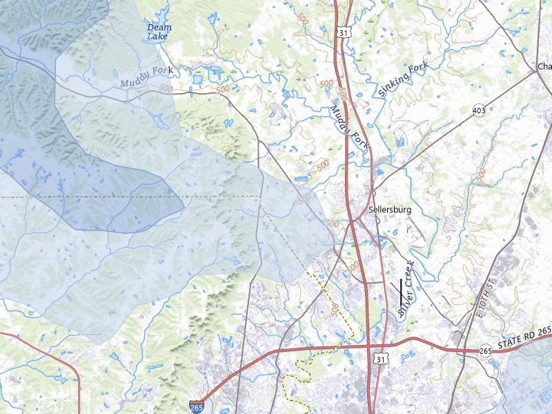 NEXRAD radar-signature map of the hail over Sellersburg, IN