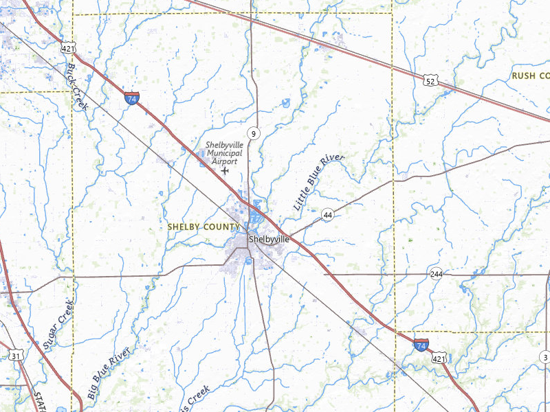 Radar-estimated hail-size map of the storm over Shelbyville, IN on Jul 4, 2026