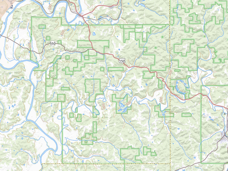 Radar-estimated hail-size map of the storm over Shoals, IN on May 16, 2026