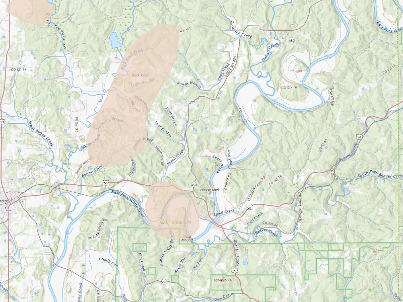 Radar-estimated hail-size map of the storm over Shoals, IN