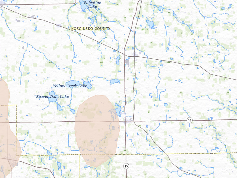 Radar-estimated hail-size map of the storm over Silver Lake, IN on Mar 26, 2026