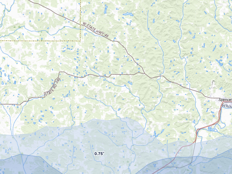 NEXRAD radar-signature map of the hail storm over Spencer, IN on May 15, 2026