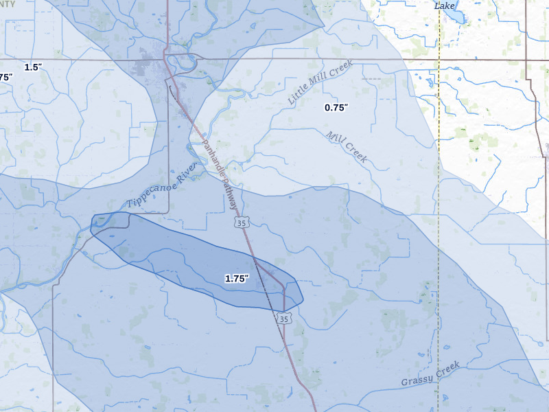 NEXRAD radar-signature map of the hail storm over Star City, IN on Aug 11, 2026