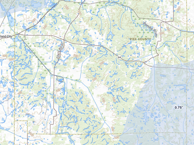 NEXRAD radar-signature map of the hail over Stendal, IN