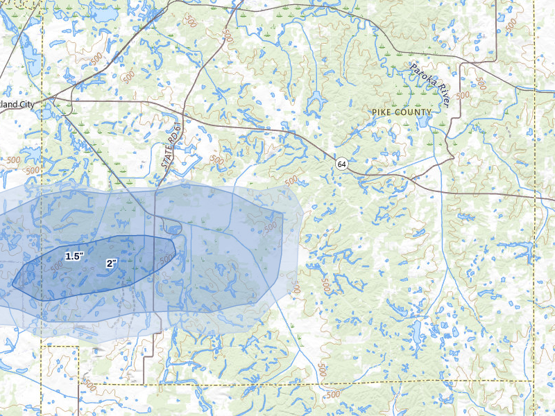 NEXRAD radar-signature map of the hail storm over Stendal, IN on Jul 3, 2026