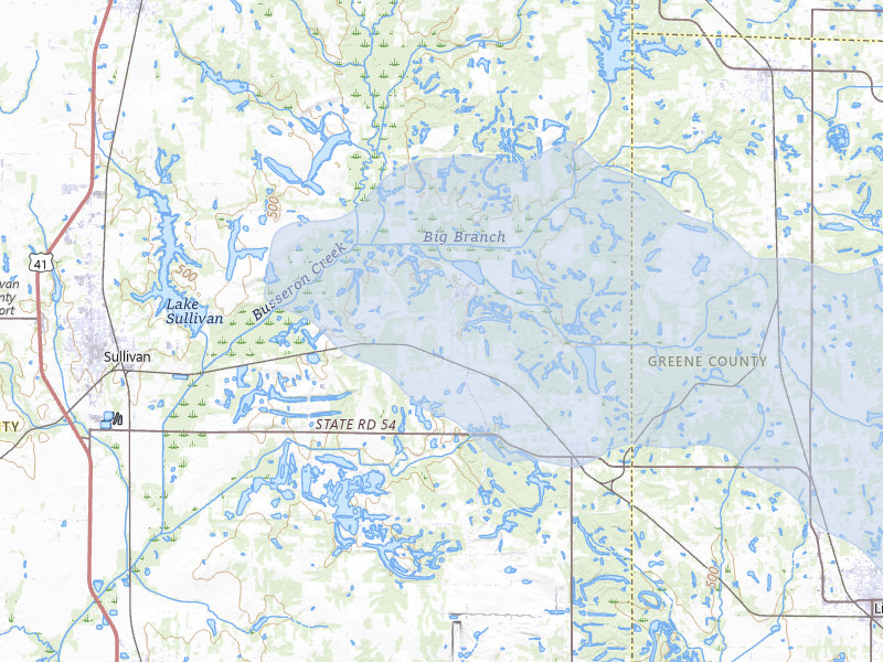 NEXRAD radar-signature map of the hail storm over Sullivan, IN on Mar 22, 2026