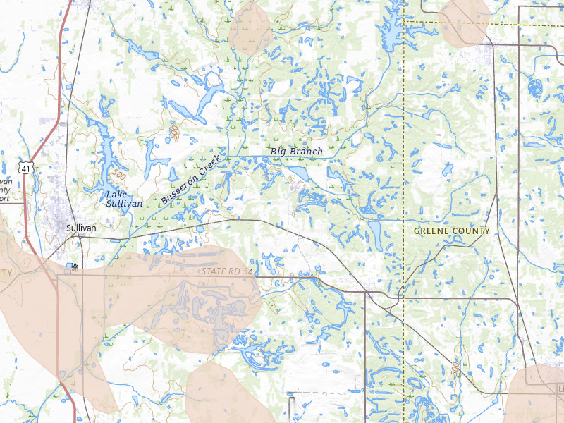 Radar-estimated hail-size map of the storm over Sullivan, IN on Jun 9, 2026