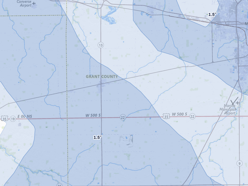 NEXRAD radar-signature map of the hail storm over Swayzee, IN on Aug 11, 2026
