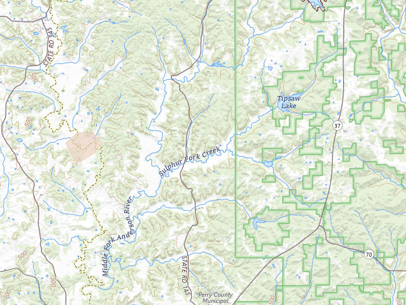 Radar-estimated hail-size map of the storm over Tell City, IN on Apr 27, 2026