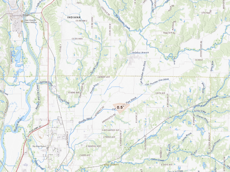 Radar-estimated hail-size map of the storm over Terre Haute, IN