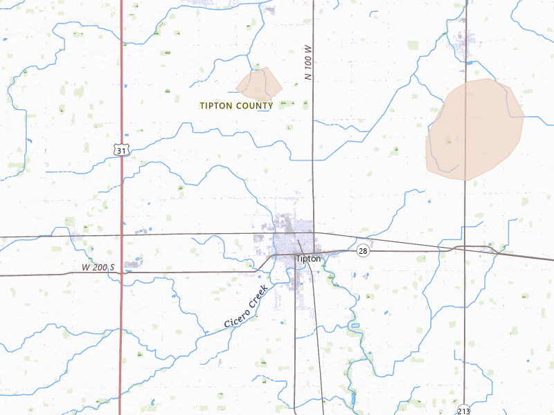Radar-estimated hail-size map of the storm over Tipton, IN on Mar 22, 2026