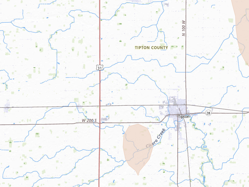 Radar-estimated hail-size map of the storm over Tipton, IN