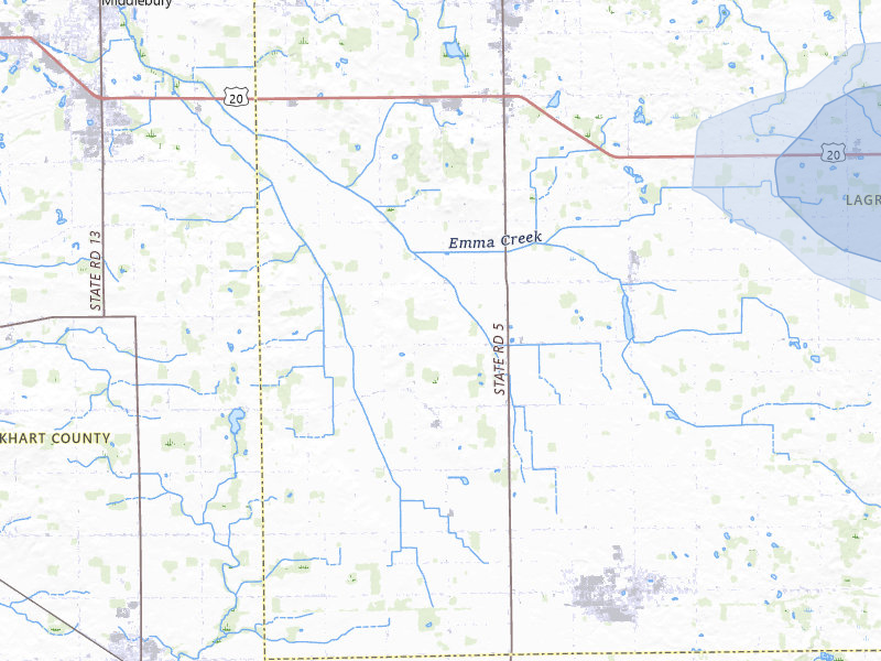 NEXRAD radar-signature map of the hail storm over Topeka, IN on Mar 26, 2026