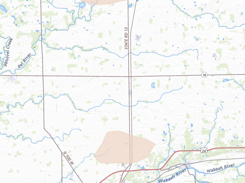 Radar-estimated hail-size map of the storm over Urbana, IN on Apr 22, 2026
