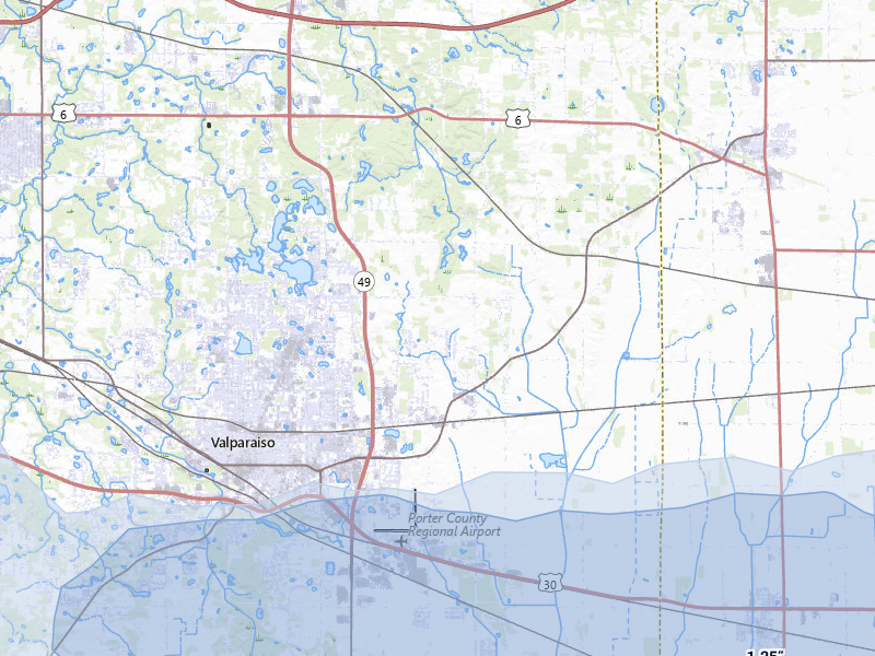 NEXRAD radar-signature map of the hail over Valparaiso, IN
